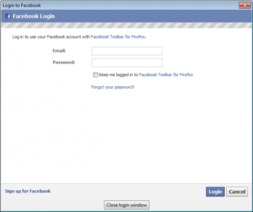 facebook sign in. Just enter your Facebook login credentials, and allow the toolbar to 