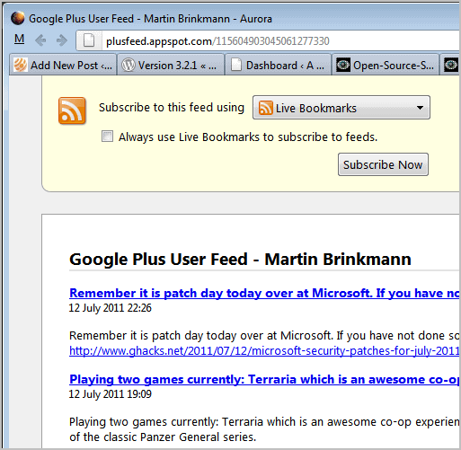 gmail rss feed reader
