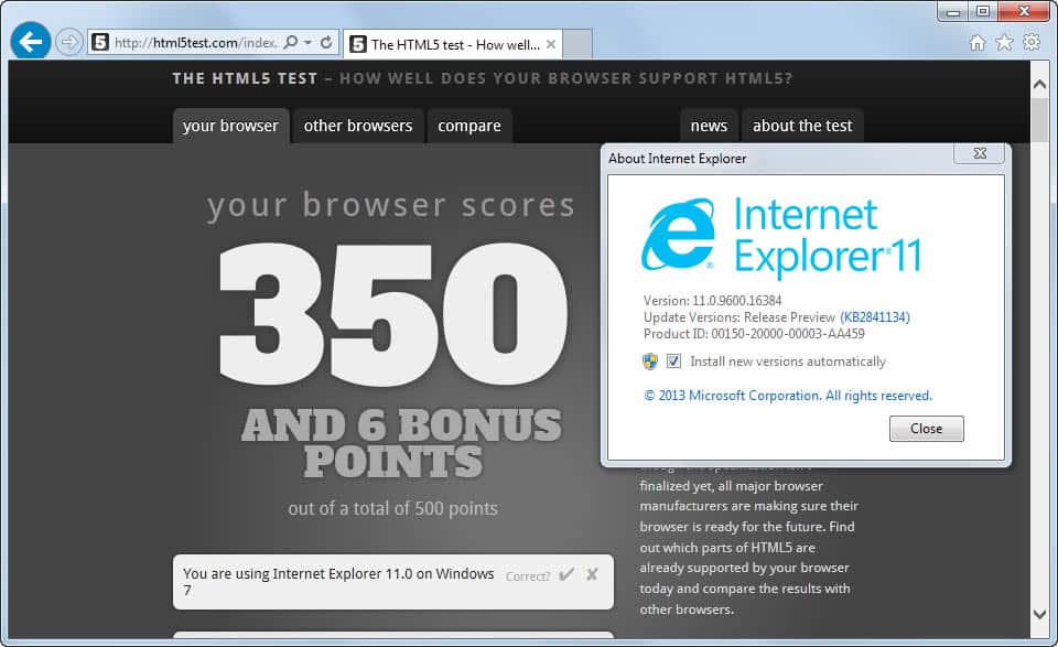 internet explorer 11 latest version number