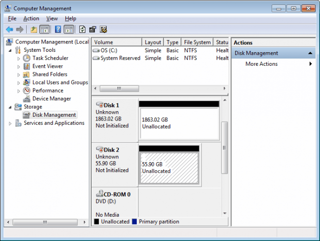 Как инициализировать ssd диск в windows 7