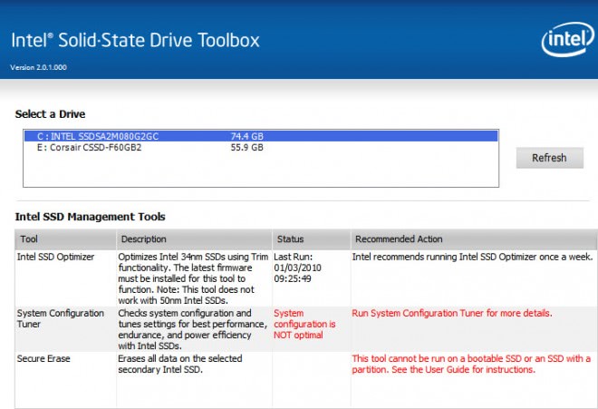 Intel Solid-State Drive Toolbox 2, Now With System Optimizer, Secure ...