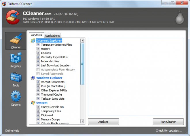 CCleaner Update Brings Windows 7 SP1 Support - gHacks Tech News