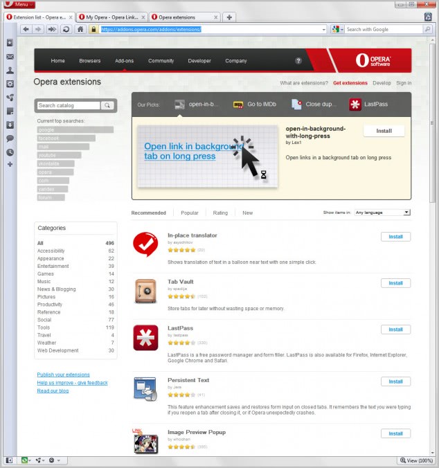 Opera Extensions Overview, Discovering Opera Part 5 gHacks Tech News