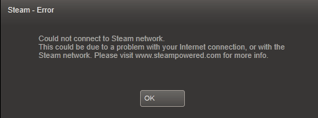 can not connect to steam network