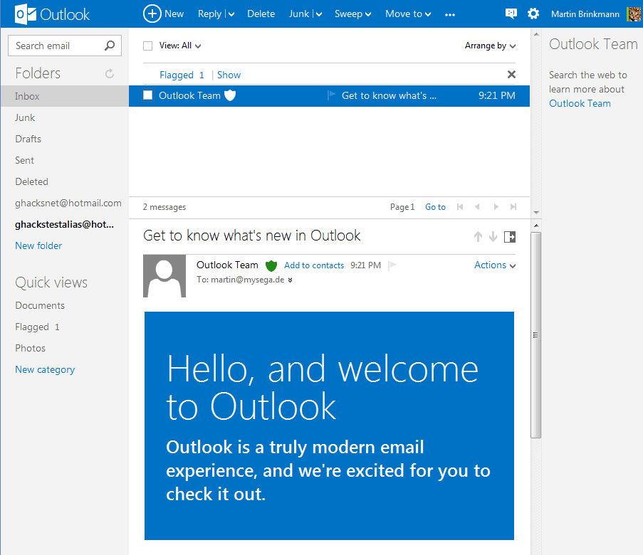 sign up in outlook