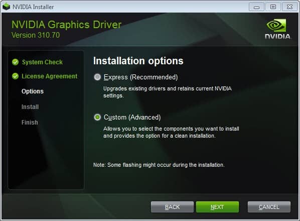 nvidia revert to previous driver update