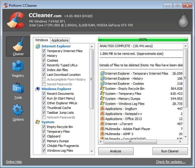 CCleaner 4.0 released: new and performance - gHacks Tech News
