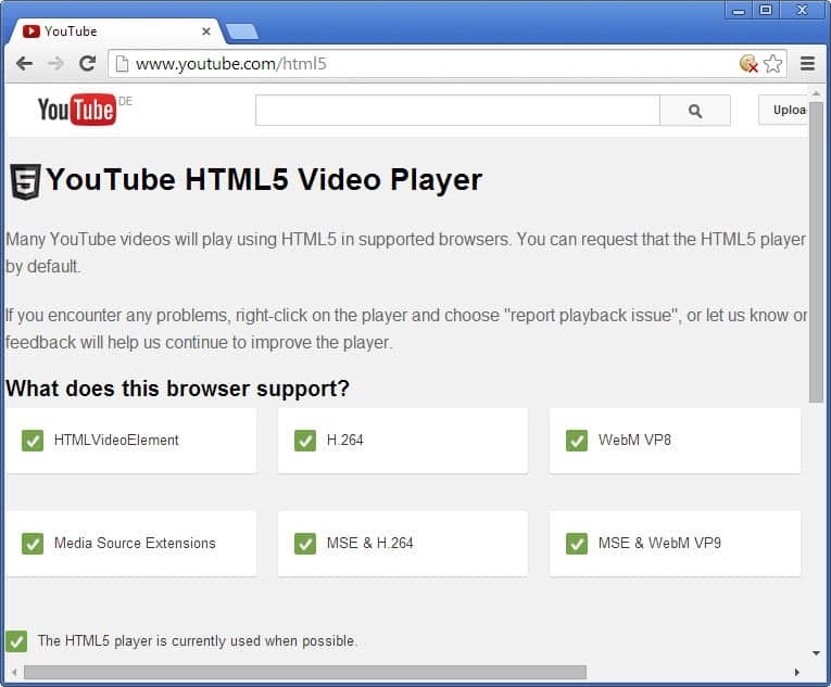 youtube html5 video player chrome