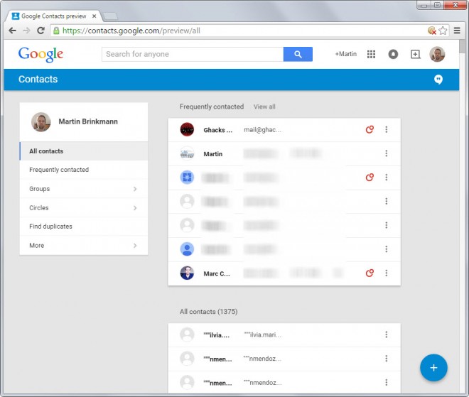 How To Preview And Leave The New Google Contacts GHacks Tech News   Google Contacts New 660x559 