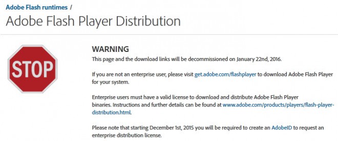 Adobe To Remove Direct Flash Download Links On January 22 2016