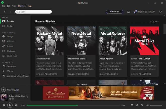 Spotify Free opens web browser ads - gHacks Tech News