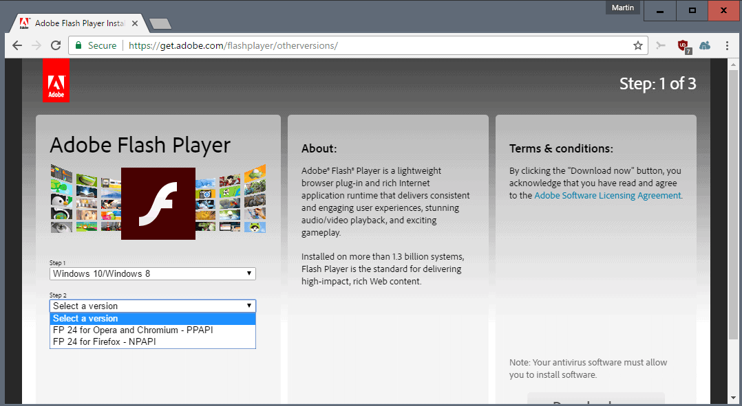 how to update adobe flash player chrome