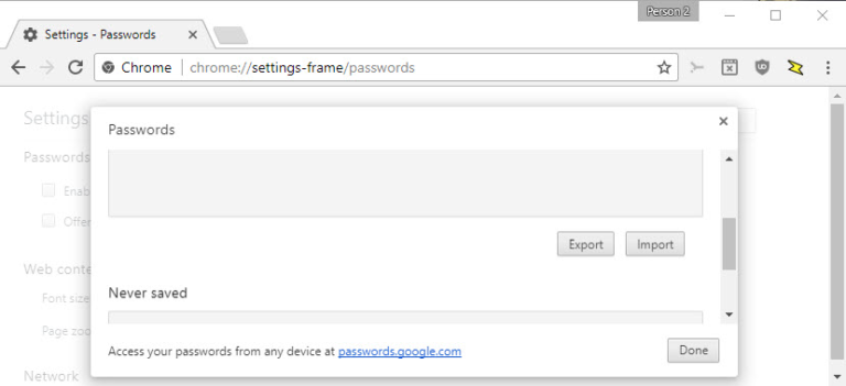 Импорт паролей в chrome