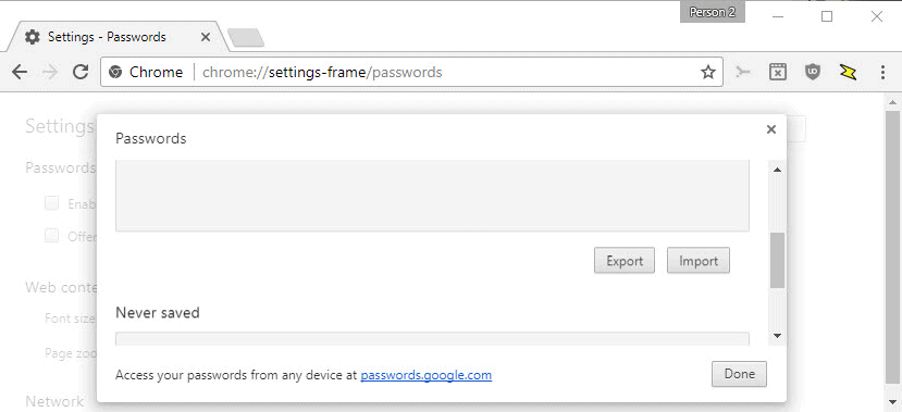 import google chrome passwords to 1password