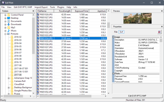 download the new version Exif Pilot 6.21