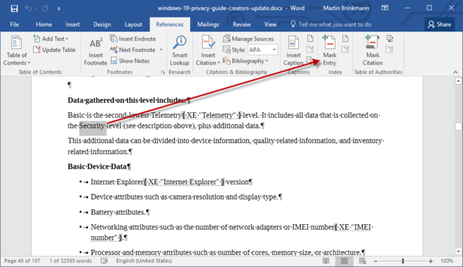 So Erstellen Sie Einen Index In Word 2016 NETZWERKADMINISTRATION