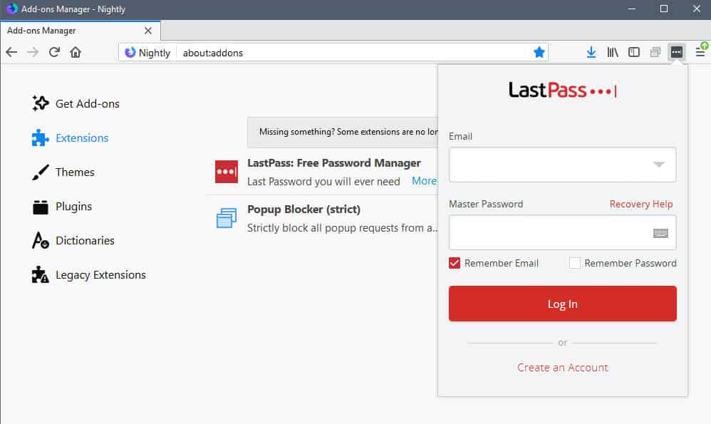 lastpass password manager problems firefox reddit
