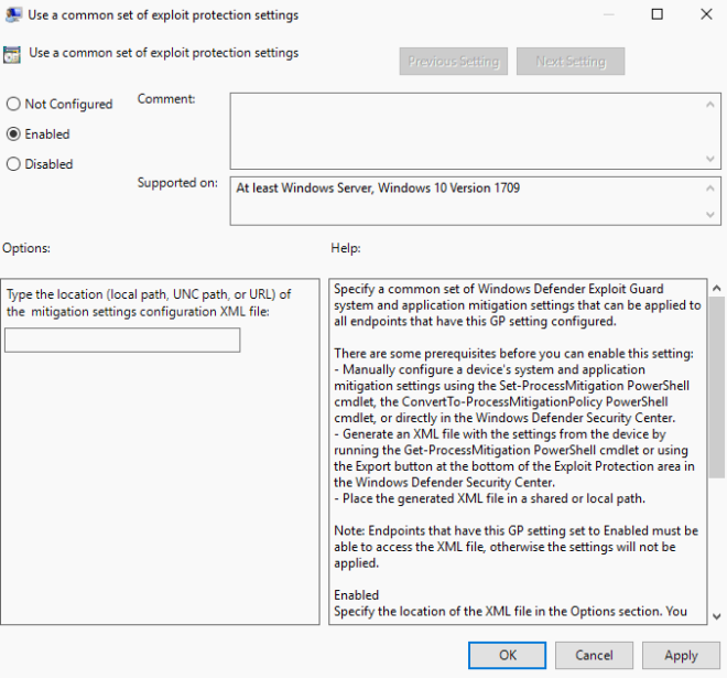 Configure Windows Defender Exploit protection in Windows 10 gHacks