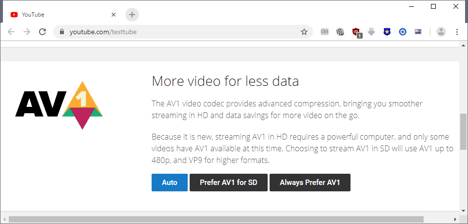 youtube av1 support