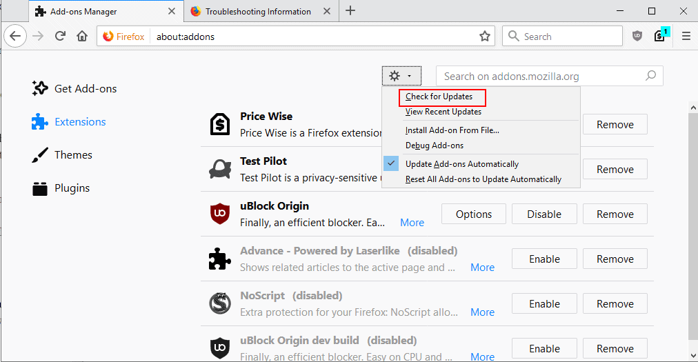 How to update Firefox extensions manually - gHacks Tech News