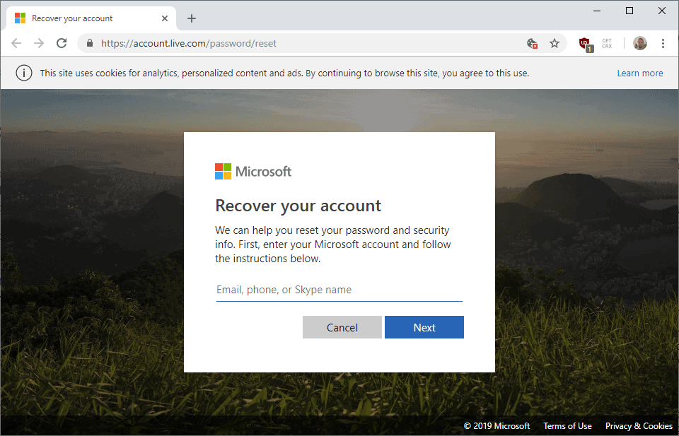 cannot change phone number on microsoft account trying to log in