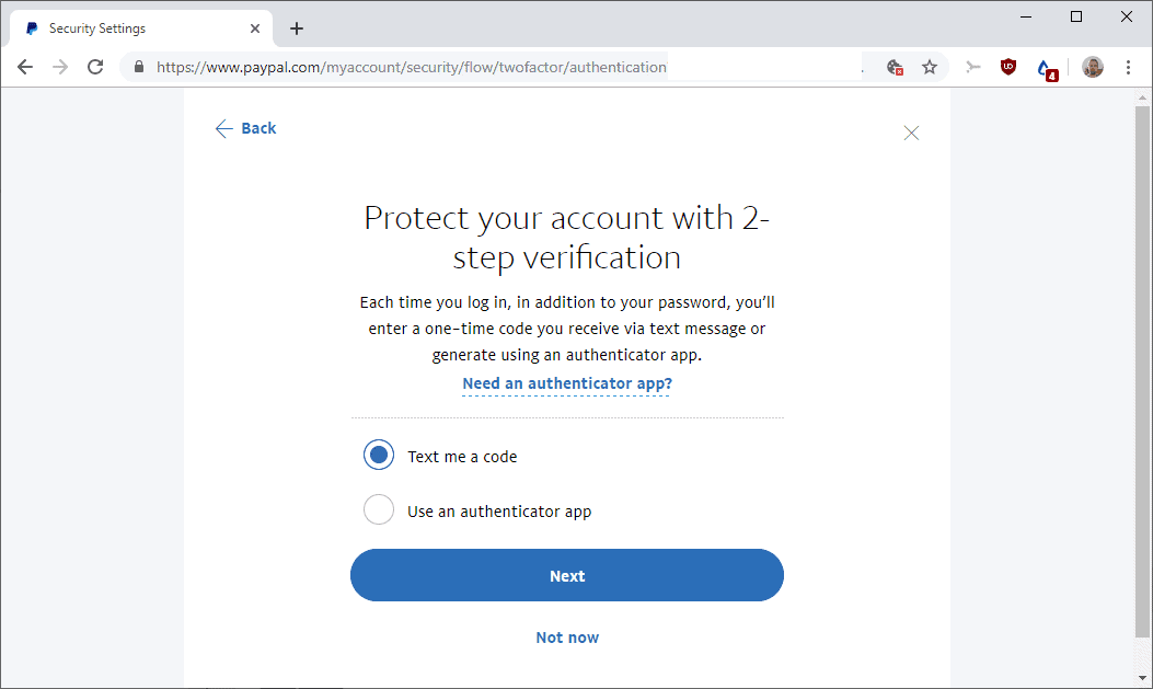 paypal authenticator app