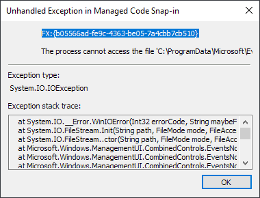 Protastructure error unhandled exception