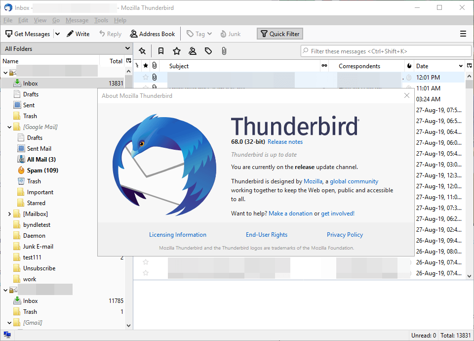 login thunderbird mail