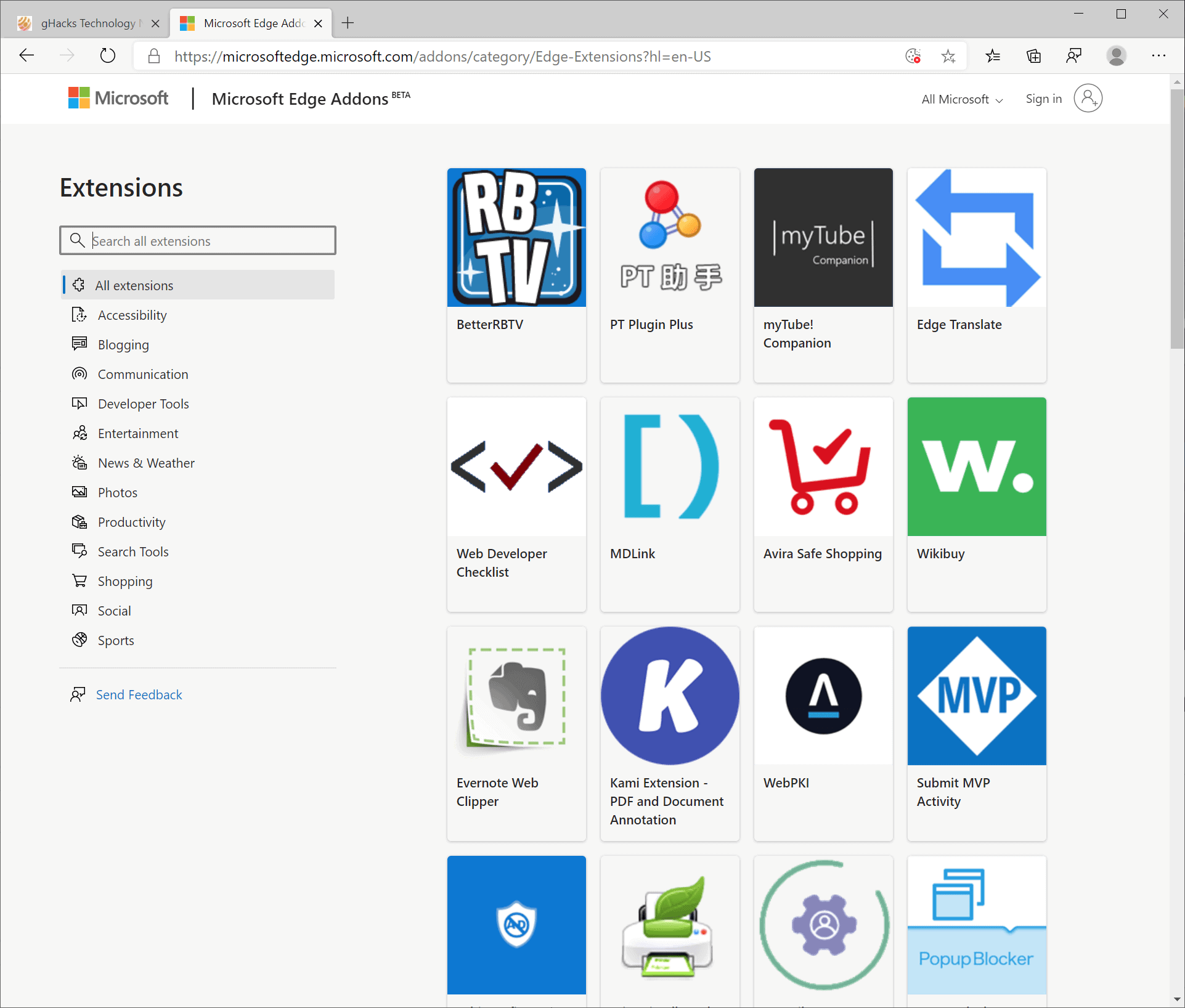 The Microsoft Edge extension store is finally getting some traction -  gHacks Tech News