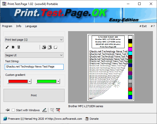 printer text test page