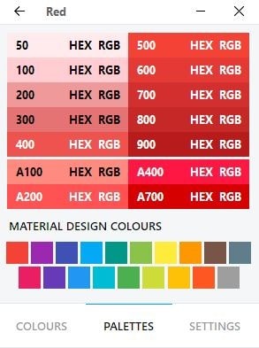 ColourDock palettes material design