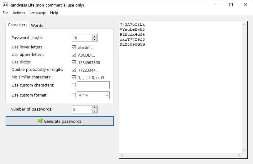 Password tool 1 1 1 – generate random passwords listed