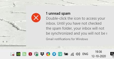 Inbox Notifier spam folder