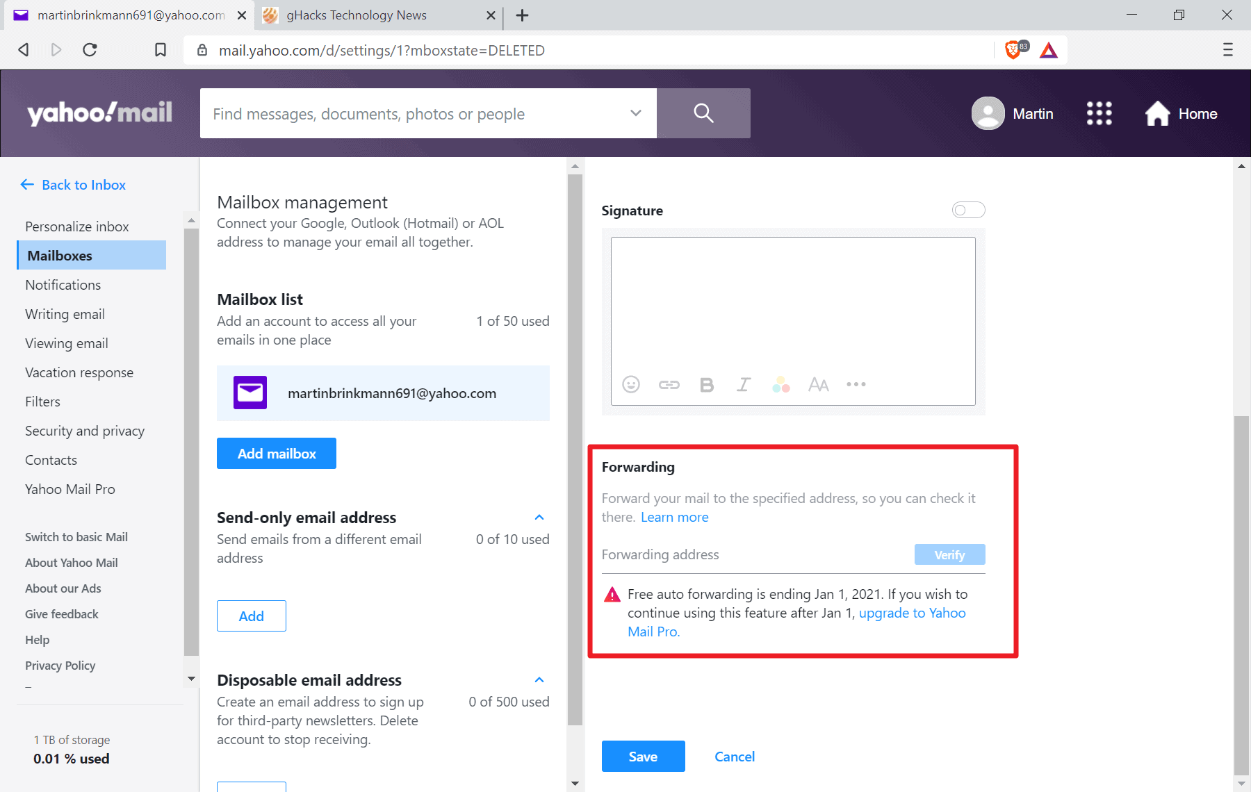 How to add Yahoo mailbox to Yahoo mail?