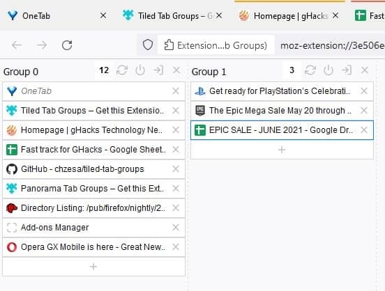 Create Tab Groups Stash And Unload Tabs In Firefox With Tiled Tab 