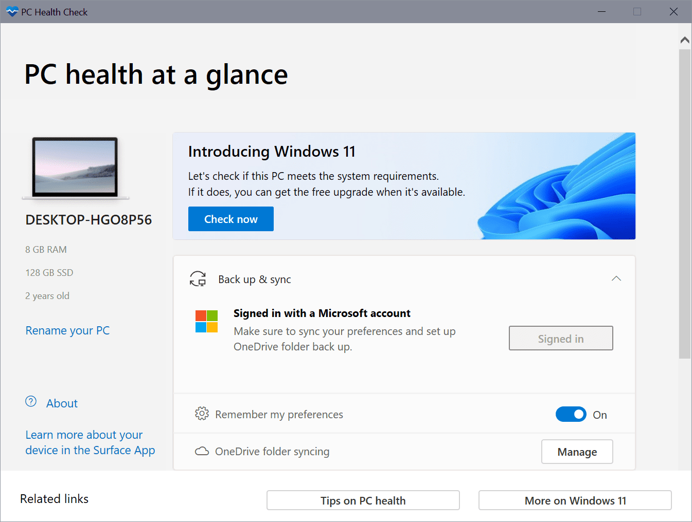 uninstall pc health check app