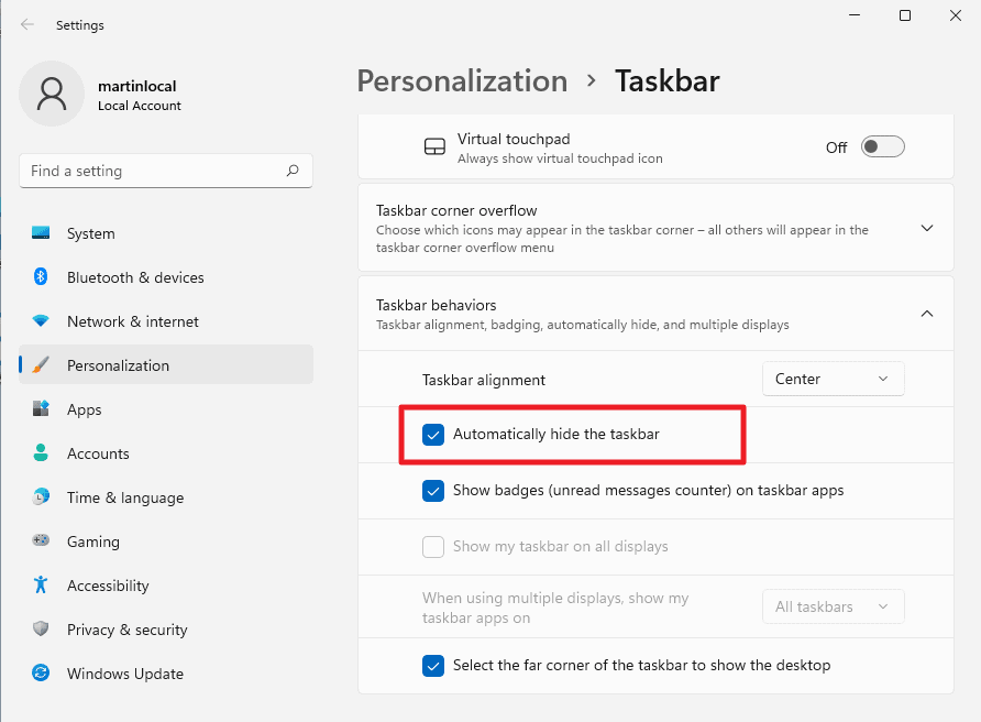what does lock the taskbar mean