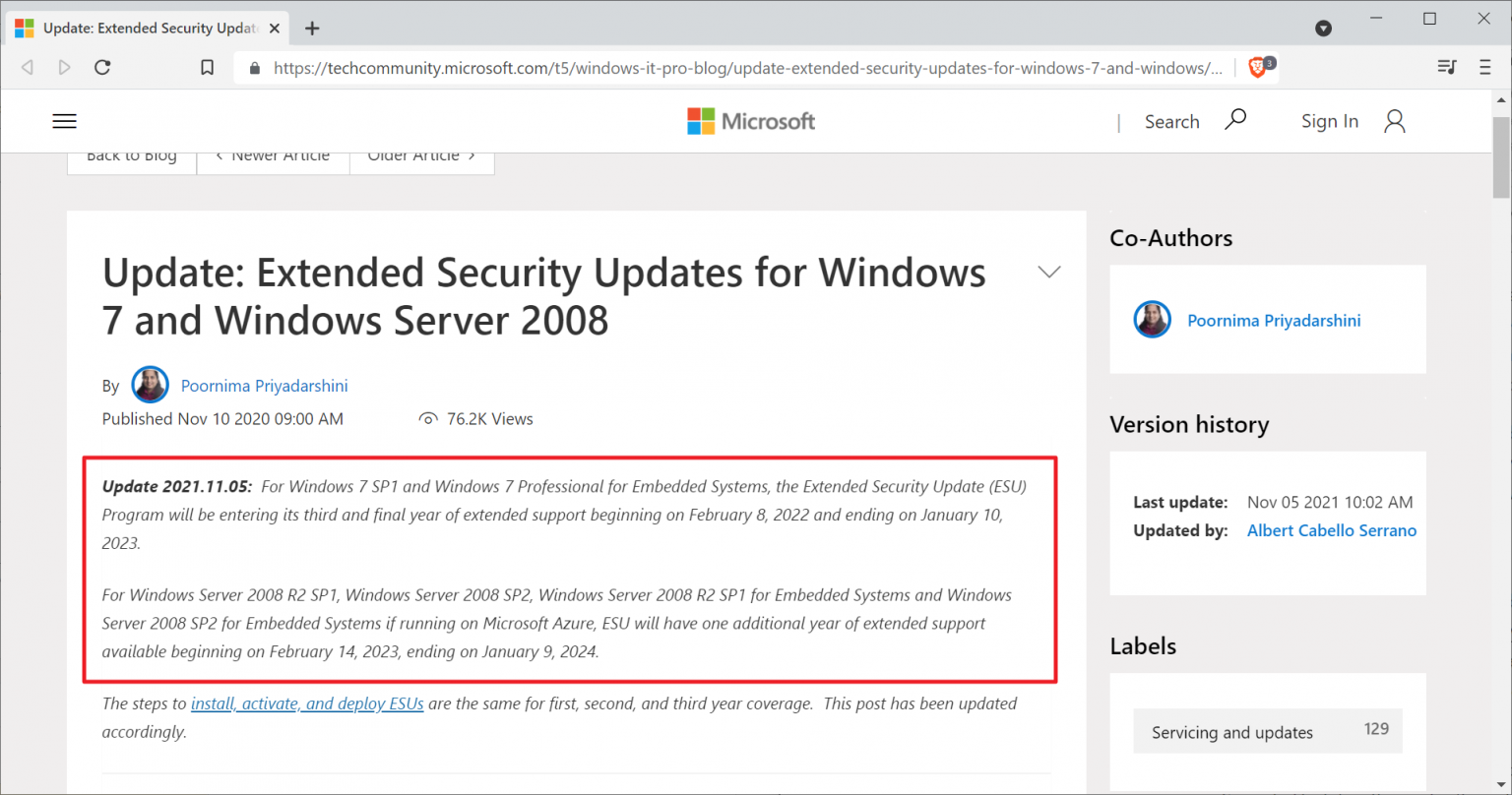 Microsoft Wont Extend Windows 7 Extended Security Updates Server Gets
