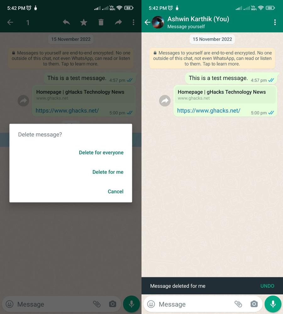 WhatsApp Adds An Undo Delete For Me Option To Recover Accidentally 