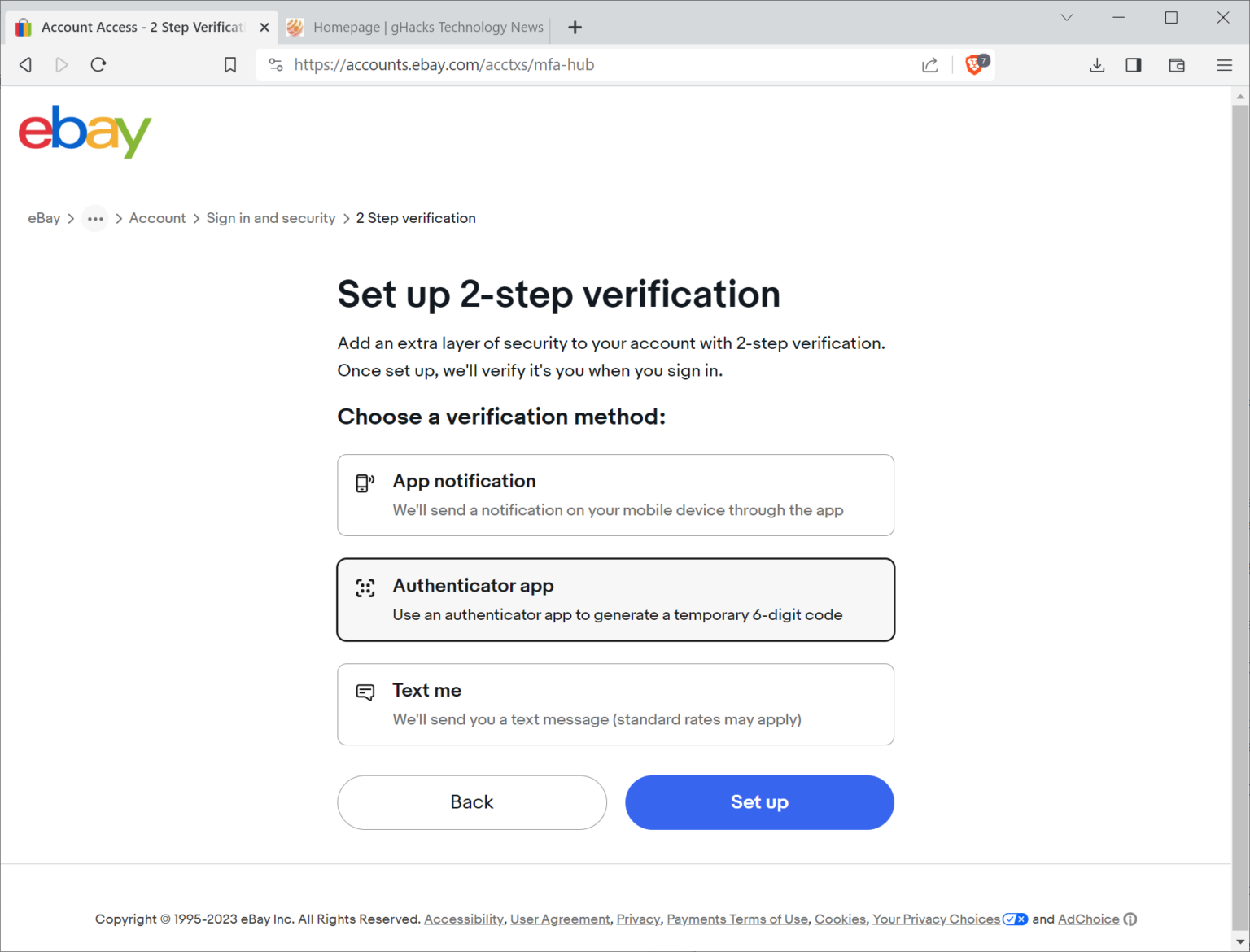 Protect your eBay account with Authenticator apps - gHacks Tech News