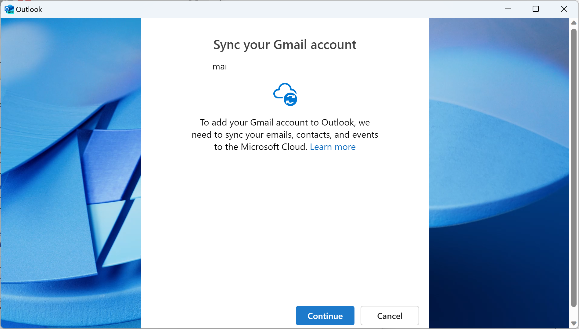new outlook sync emails