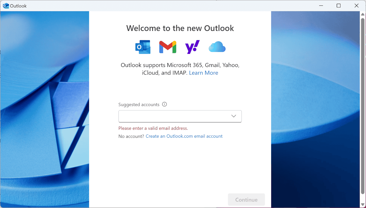 Não é possível adicionar um Yahoo! conta de email para o Outlook