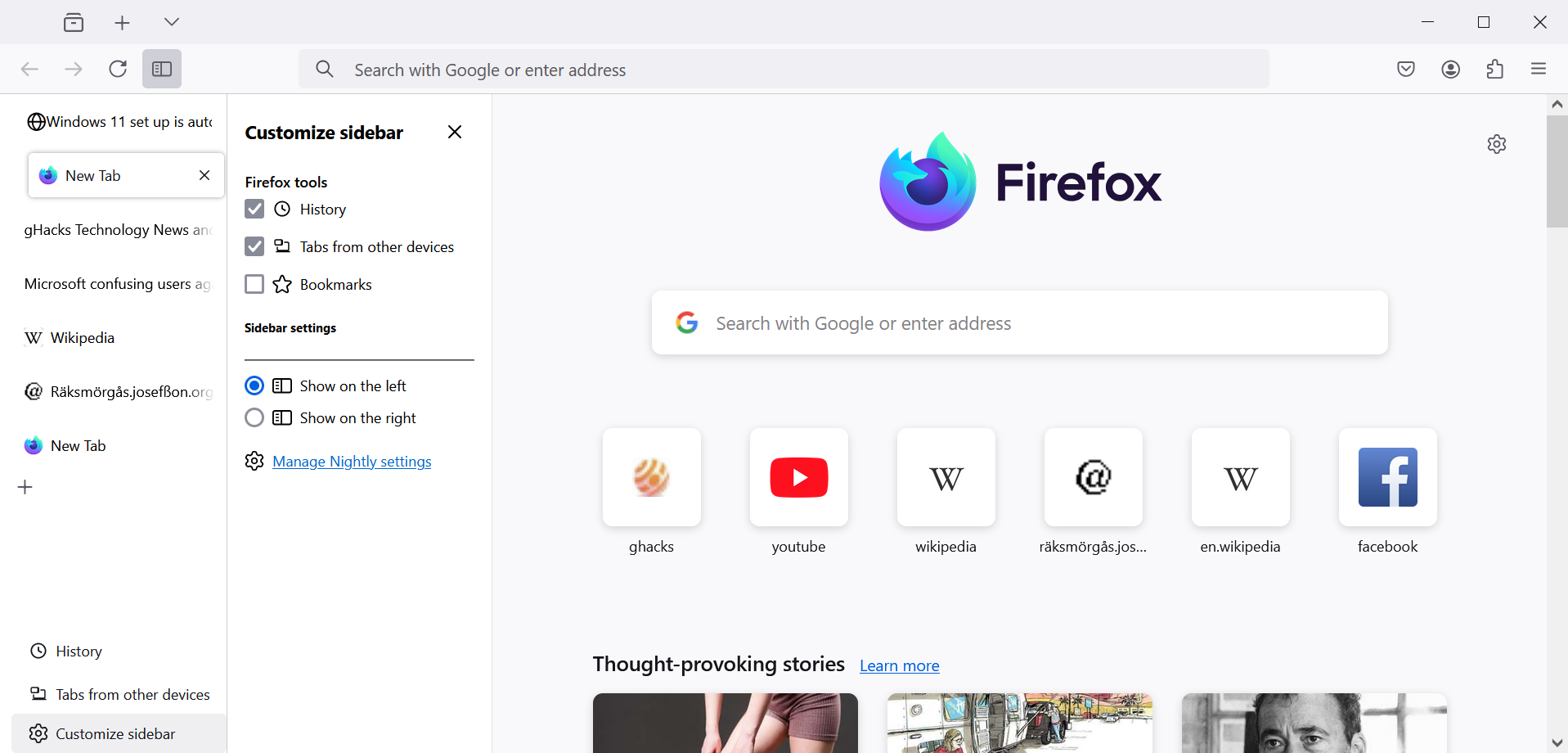 firefox tabs sidebar settings