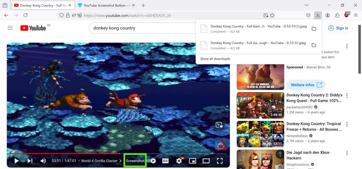 Prendre des captures d'écran de vidéos YouTube dans Firefox