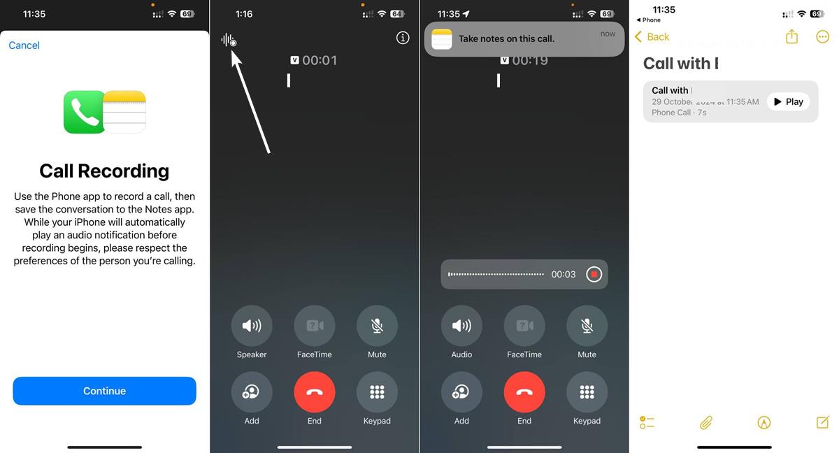 call recording in iOS 18.1