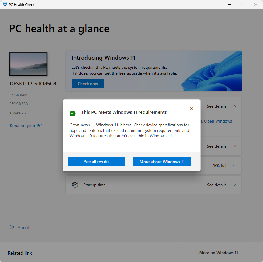 PC Health Check tool