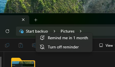 Turn off backup reminders