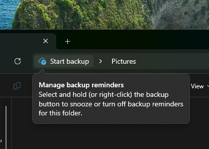 Windows 11: Start Backup in File Explorer