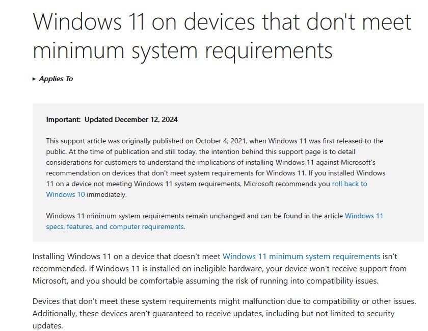 Microsoft refuses to budge from Windows 11's minimum requirements