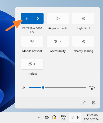 Toggle Wi-Fi Quick Settings